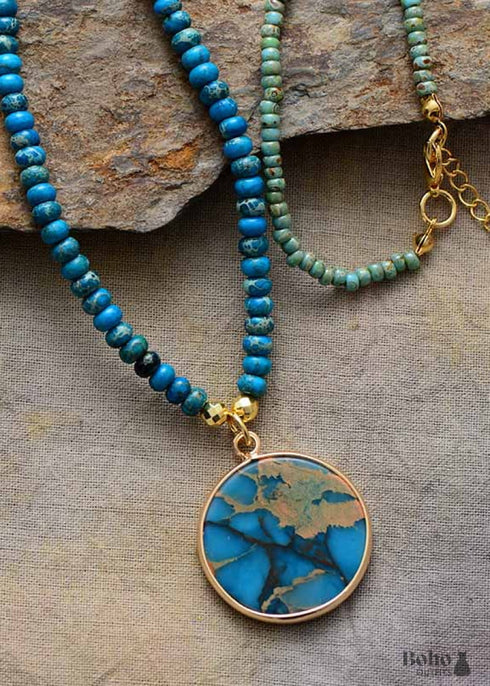 Boho Necklace, Lapis Luzuli Pendant Necklaces